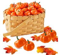 Mini calabazas artificiales de frutas falsas cosechas de otoño pequeñas calabazas decoración realista casa de muñecas miniaturas calabazas para casa casa, cocina, decoración de fiesta de Acción de Gracias (naranja, 70 piezas)