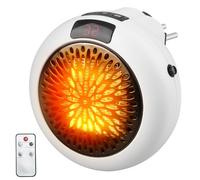 Mini Calefactor de Enchufe, 900W Calefactor Cerámico de Enchufe con Control Remoto Calefactor Enchufe con Temporizador de 12h y Pantalla LED Calentador de Enchufe para Baño y Dormitorio (Blanco)