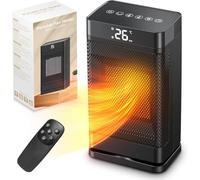 Mini Calefactor De Enchufe, Calefactor Bajo Consumo Ceramico 1500w Con Temporizador y Mando a Distancia, Calefactor Escritorio Oscilante cerámico ptc portátil Adecuado Para Salones y Dormitorios