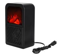 Mini calefactor eléctrico cerámico PTC con llamas 3D y ajustes de calor regulables, cuerpo que se mantiene frío e interruptor de seguridad