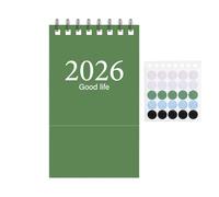 Mini Calendario de Escritorio 2026-2027 - 19 Meses (2026 a Jul 2027) | Vertical Flĩp Pequeño Calendario de Sobremesa para Hogar Oficina Escuela - Encuadernación Doble Alambre, con Pegatinas