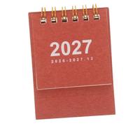 Mini Calendario de Escritorio 2026-2027 de Papel Rojo