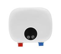 Mini calentador de agua caliente eléctrico de 5500 W, baja presión, pequeño para lavabo, calentamiento instantáneo, ahorra espacio, 21 x 7,7 x 17,4 cm, color blanco