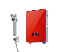 Mini calentador de agua eléctrico sin presión, 6500 W, con pantalla LED, calefacción instantánea, 55 °C, IPX4, para baño, cocina, ducha (220 V, montaje en pared, incluye set de ducha)