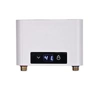 Mini calentador de agua electrónico sin depósito, calentador de agua eléctrico instantáneo, mini calentador de agua instantáneo para baño, cocina, pantalla grande LED (blanco, 3500 W sin juego de