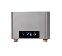 Mini calentador de agua electrónico sin depósito, calentador de agua eléctrico instantáneo, mini calentador de agua instantáneo para baño, cocina, pantalla grande LED (gris, 3500 W sin juego de ducha)