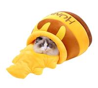 Mini cama para mascotas gruesa - Diseño de la caseta para gatos con maceta de miel con suave capa interior cálida, cortina para mascotas que calienta el invierno para la comodidad canino fe