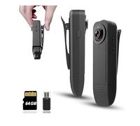 Mini Cámara Corporal con Grabación de Audio y Video - Pequeña Cámara POV 1080P con Tarjeta de 64G - Cámaras Personales Portátiles y Usables para Grabación DV - Cámara Nocturna para Seguridad, Trabajo
