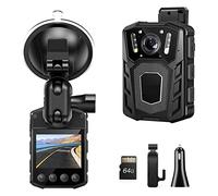 Mini cámara Corporal, WD1 Body Camera Mini Full 1080p Police Bodycam Visión Nocturna for la Seguridad de la Patrulla policial 64G Dash CAM Soporte de Ventosa para aplicación de la Ley, Entrega