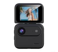 Mini cámara de acción 4K para motocicletas con estabilización de imagen, cámara corporal compacta portátil para vlogging y aventuras al aire libre (negro)