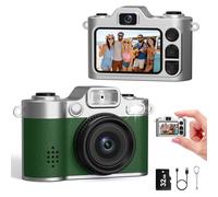 Mini Camara de Fotos, Cámara Digital Retro Pequeña FHD 1080P con Pantalla a Color de 1,38 Pulgadas, Cámara Selfie con Llavero, Flash y Grabación, Mini Cámara Creativa Tipo Pulgar, Regalo Original