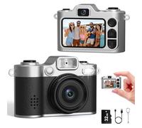 Mini Camara de Fotos, Cámara Digital Retro Pequeña FHD 1080P con Pantalla a Color de 1,38 Pulgadas, Cámara Selfie con Llavero, Flash y Grabación, Mini Cámara Creativa Tipo Pulgar, Regalo Original