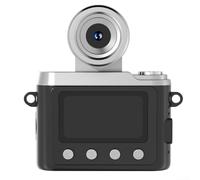 Mini cámara de pulgar de estilo retro con lente giratoria, captura de video HD, compacta para viajes y fotografía creativa (negro)