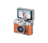Mini cámara digital llavero con pantalla selfie abatible de 180, HD de 1,47", tarjeta SD de 64 GB, grabadora de vídeo portátil para vlogs y