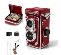 Mini cámara digital retro, resolución de imagen de 48 MP, cámara digital vintage de manivela con tarjeta de memoria de 32 GB, pantalla de 1.54 pulgadas, visión nocturna de video 1080P para