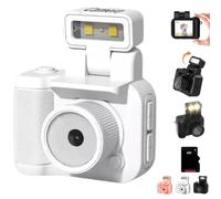 Mini cámara retro con pantalla LCD de 1.4 pulgadas, mini cámara de apuntar y disparar de 1080p, cámara pequeña vintage con base de carga para viajes, grabación de video HD con 6 filtros