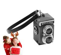 Mini cámara retro - Mejora instantáneamente el realismo de la casa de muñecas, modelo réflex a escala 1:12 con ruido de cierre, correa extraíble + flash LED interno, metal de aleación de zinc sólido