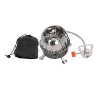 MINI CAMPING STOVE FOLDABLE STABLE SUPPORT WIND RESISTANT HIGH EFFICIENCY PORTABLE GAS STOVE OUTDOOR BACKPACKING BLACK (Redondo con hebilla de tubo)