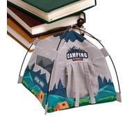 Mini Camping Tent - Fabric & ABS, 6,69 x 6,69 x 6,3 in Doll House Tent Light-Up Design | Pretend Play Model Camping Accessory, Miniature Play for Scenes, Dioramas, Kids Playtime,