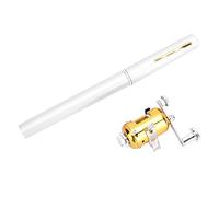 Mini caña de Pescar, cañas de Pescar telescópicas, Forma de bolígrafo de Bolsillo portátil, caña de Pescar, río de Agua Dulce, Lago, río de Agua Dulce, Lago, Presente para Hombre (Plata)