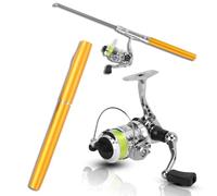 Mini caña de Pescar y Carrete Combos, 4.3:1 Velocidad 2+1BB 20-94cm retráctil Mini portátil en Forma de bolígrafo caña de Pescar de bolsillocon Giratorio Rueda de Carrete para 2.2IB-6.6IB Pesca Peso