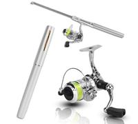 Mini caña de Pescar y Carrete Combos, 4.3:1 Velocidad 2+1BB 20-94cm retráctil Mini portátil en Forma de bolígrafo caña de Pescar de bolsillocon Giratorio Rueda de Carrete para 2.2lb-6.6lb Pesca Peso