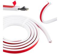Mini canaleta de cables autoadhesiva, 2 m, flexible, semicircular, cubierta para cables, bandeja para cables, color blanco, puente para cables, base para protección de cables, bandeja para cables para