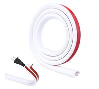 Mini Canaleta de Cables, Protector de Cables para Suelo PVC Flexible, Canaletas Cables Suelo Autoadhesiva, Cubierta de Cable Flexible para Pared, 15×10mm, 1 Metro(Blanco, Semicirculares)