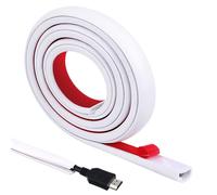 Mini canaleta para cables, color blanco, autoadhesiva, flexible, 1 m, de silicona, pequeño para cables individuales, de silicona flexible, semicircular, para pared, suelo, techo, gestión de cables