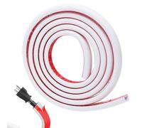 Mini canaleta para cables, semicircular y autoadhesiva, cubierta para cables para ocultar cables en pared y suelo, bandeja flexible para cables de 15 mm x 10 mm, color blanco, fácil instalación de