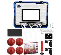 Mini Canasta Baloncesto Interior,Canasta Baloncesto Infantil,Juguete Niño 5 6 8 10 años, Plegable para guardarlo fácilmente, Aro de Interior montado en la Pared, Juegos de Juguetes para niños(Azul)
