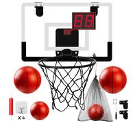 Mini Canasta Baloncesto Niños Infantil - Canasta Baloncesto Interior Puerta de Pared con 4 Pelotas, Marcador Electrónico y Sonidos, Juego Deportivo para Interior, Regalo para Niños a Partir de 3 Años
