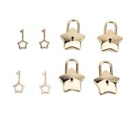 Mini candado en forma de estrella de 4 piezas, antiguo pequeño candado de aleación de zinc, de seguridad con llave para gabinete, joyeros, cajas de herramientas (Tipo 1)