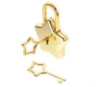 Mini candado vintage en forma de estrella con 2 llaves de estrella, candado pequeño para bloquear artículos personales como diarios, mochilas, equipaje y decoración del hogar (dorado)