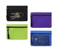 Mini Canvas Coin Purse Set 4 Pieces Zippered Change Pouches | Compact Organizer Wallets for Kids Adults Students Commuting Travel Trips Shopping Storing Currency Cards Keys and Small Personal Items