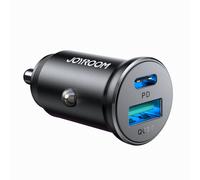 Mini cargador para coche de 30 W USB-A QC3.0 USB-C PD negro