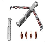 Mini Carraca 1/4, carraca Pequeña de 134mm 1/4 Pulgadas con Puntas Phillips, Planas, Torx, Hexagonales, Cuadrados, Destornillador Carraca para Dispositivos, Automóviles, Máquinas y Otros Equipos