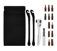 Mini Carraca 1/4 Pulgada Bicicleta con 10 Puntas Iman Mango Antideslizante | Herramientas Bici Reparación y Mantenimiento Viajar, Juego Puntas S2, Porta Puntas Magnético, Estuche Robusto, 2 Desmontables