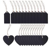 Mini Cartel Pizarra,RoadLoo 24 Piezas Pizarra Colgante Doble Cara Etiquetas Pizarra Madera Pequeña Rectangular para Colgar Negra Pequeñas Carteles Manualidades para Niños Decorativas Etiquetas Mensaje