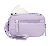 Mini cartera cuadrada plisada hecha de poliéster resistente al agua con ventana de PVC transparente para un almacenamiento eficiente de artículos personales (morado)