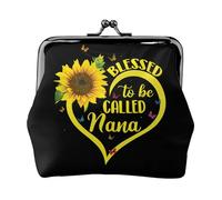 Mini cartera de piel de microfibra con diseño de husky blanco con ojos azules, compacta, portátil y fácil de llevar., Blessed to Be Called Nana Sunflower, Talla única, Bolsa para monedas