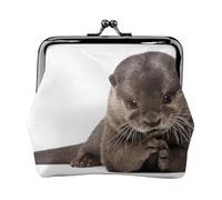 Mini cartera de piel de microfibra con estampado de libélula en la flor, compacta, portátil y fácil de llevar., Cute Otter2, Talla única, Bolsa para monedas