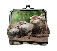 Mini cartera de piel de microfibra con estampado de libélula en la flor, compacta, portátil y fácil de llevar., Cute Otter1, Talla única, Bolsa para monedas