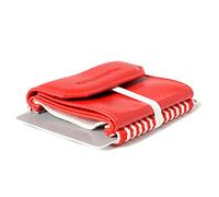 Mini cartera para mujeres y hombres, muy pequeña, de piel auténtica, con compartimento para monedas, 15 tarjetas, billetes y monedas, Pull Drive Red, Minimalista