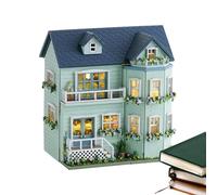 Mini casa DIY - Kit de muebles para muñecas pequeñas, construcción abierta de madera, LED integrados | Actividad manual creativa, regalo divertido para amigos de la familia