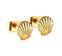 Mini cáscara Pendientes Para Mujeres Acero Inoxidable Minimalista Pequeño Delicado Vieira Pendiente Cartílago Pequeños Clavos Oro Plata Verano Playa Océano Oído Joyería, Petit, Metal, Sin piedra