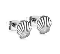 Mini cáscara Pendientes Para Mujeres Acero Inoxidable Minimalista Pequeño Delicado Vieira Pendiente Cartílago Pequeños Clavos Oro Plata Verano Playa Océano Oído Joyería, Petit, Metal, Sin piedra