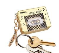 Mini Cassette Player Keychain - Retro Music Accessory For Party Travel Fun | ABS Compact Housing Build, Preloaded Ten Song Playback, Lightweight Portable Design, Handbag Purse Charm Clip, School Offic