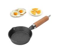 Mini Cast Iron Skillet, Small Pre-flavored Cast Iron Skillet with Wooden Handle for Indoor And Outdoor Camping Cooking, 10cm (depth 10cm Wooden Handle