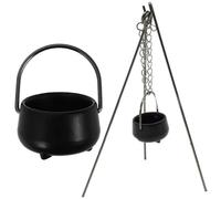 Mini Cauldron 1 12 Scale Halloween Cauldron with Handle & 3 Suppport Rods Metal Dollhouse Miniatures for Doll House Fairy House Accessories